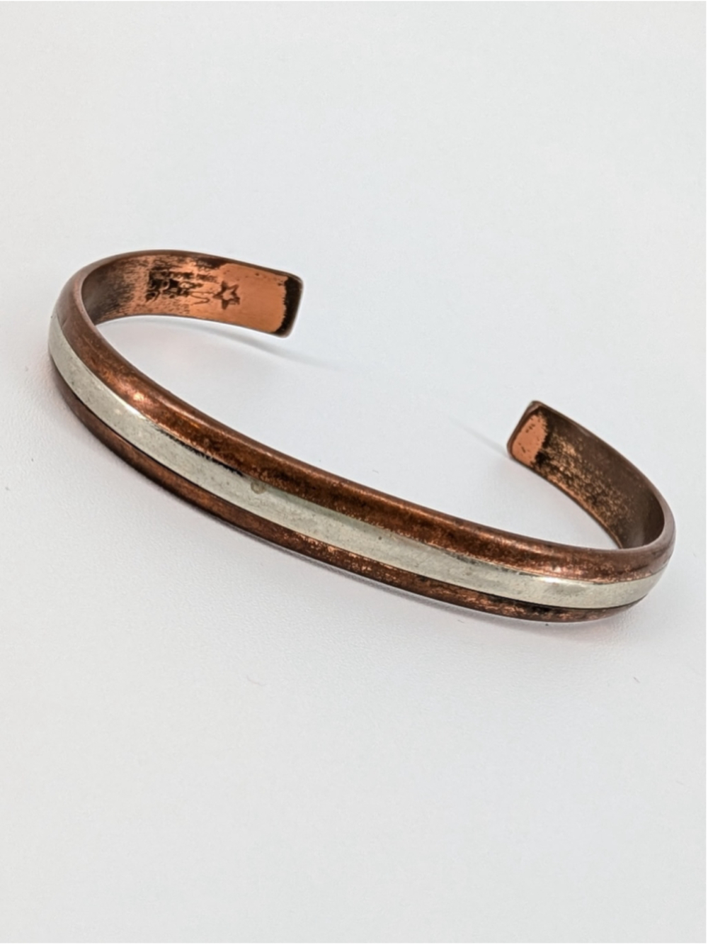 Vintage Sergio Lub Two Worlds #48 Copper German Silver Cuff Bracelet Signed